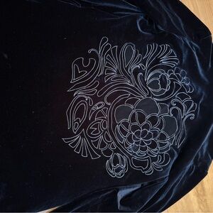 Chico's Black Top with Embroidery Jacket Velvet Velour